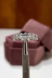Lab Grown Oval Cut Diamond Half Eternity Band Unique Ring For Women's 10k Yellow Gold Wedding Promise Charms For <b>Girlfriends</b> - Product Image 3