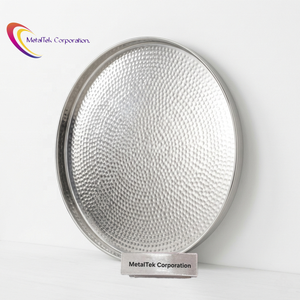 New Stainless Steel 304 Premium Hammered Round Serving <b>Tray</b> <b>Large</b> Decorative Metal Platter Custom Finish Wedding Tableware <b>Trays</b> - Product Image 1
