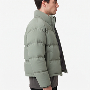 Men's <b>Cropped</b> <b>Puffer</b> <b>Jacket</b> Winter Thick Quilted Stand Collar Warm Casual Streetwear Coat Custom Design Lightweight Outerwear - Product Image 4