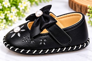 Zapatos Planos con Lazo para Bebés, Punta Cerrada, Parte Superior de Tela, Suela Suave Antideslizante, Zapatos de Princesa para Niñas, Verano e Invierno - Product Image 3
