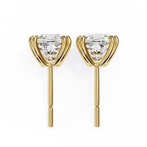 Fine Jewelry 1ct Cushion <b>Square</b> Cut Lab grown <b>Diamond</b> Solitaire Stud <b>Earrings</b> 18K Solid Gold Women Earwear Post Back Pair - Product Image 2