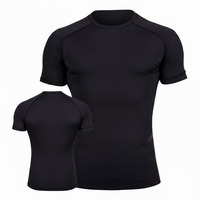 Rashguard à manches courtes pour hommes, noir, antibactérien, vêtements de sport, haut de compression MMA