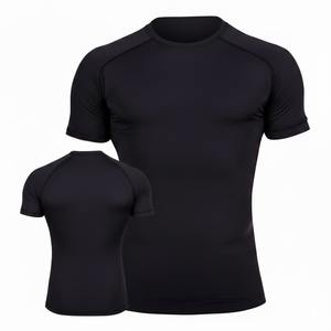เสื้อแรชการ์ดแขนสั้นสำหรับผู้ชาย สีดำ ป้องกันแบคทีเรีย เสื้อกีฬา MMA เสื้อรัดรูป - Product Image 1