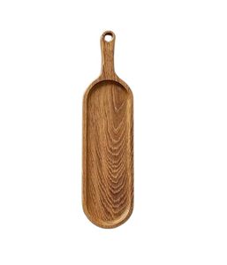 Plateau de service rustique en bois d'acacia, style feuille ovale poli, décoratif pour mariage, fête, décoration intérieure - Product Image 1