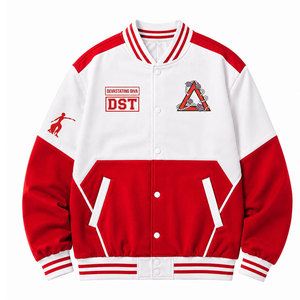 Delta |   Sigma |   Chaqueta Universitaria Theta Sorority Roja y Blanca, Estilo Bomber con Letras Griegas, Parches Bordados, Chaqueta Griega para Mujer - Product Image 1