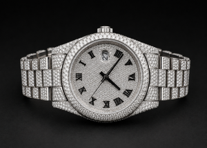 Classic Luxury Fashion Citizen Fully Iced VVS Moissanite Diamond Stainless Steel Antique Analog Quartz <b>Watch</b> Roman Numeral Pave - Product Image 1