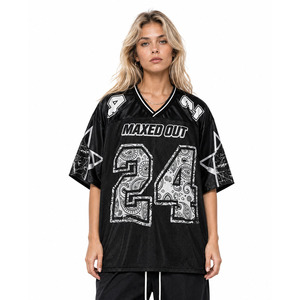 High Quality Mesh Custom Sublimation Print Unisex Oversized American Football Jersey Wholesale V Neck <b>Hip</b> Hop Streetwear ODM - Product Image 1
