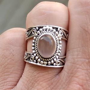 Rose <b>Quartz</b> Oval <b>Ring</b> 925 Sterling Silver Handmade Promise Jewelry for Women gift her bezel setting <b>Ring</b> January birthstone - Product Image 6
