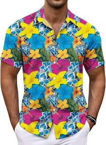 Chemises pour hommes décontractées à manches courtes boutonnées, idéales pour la plage, l'été, les vacances, les mariages - Product Image 5