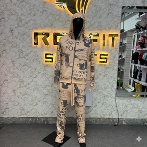 Ensemble de survêtement à capuche pour homme REXFIT SPORTS, vert, avec impression de lettres, sweat-shirt à fermeture éclair intégrale et pantalon, streetwear, tenue d'automne. - Product Image 5