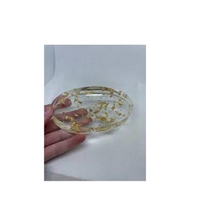 Luxury <b>Clear</b> <b>Resin</b> Soap Dish with Gold Leaf Design Wall-Mounted Eco-Friendly Modern Durable for Bathroom Use - Product Image 1