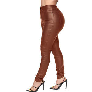 Pantalons en cuir véritable pour femmes, taille haute, coupe slim, pantalons en cuir véritable pour un style décontracté et streetwear, pantalons en cuir de qualité supérieure pour femmes - Product Image 2