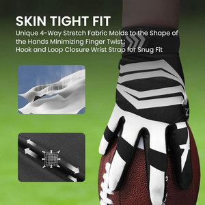 Gants de football américain personnalisés de haute qualité pour receveurs, pour adultes et enfants, avec une adhérence supérieure pour le sport - Product Image 3