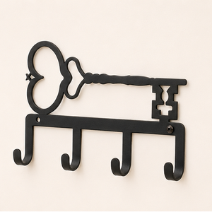Vintage Skeleton <b>Key</b> Shape Metal <b>Key</b> Holder <b>For</b> <b>Wall</b> Decorative Black Iron <b>Wall</b>-Mounted <b>Key</b> <b>Rack</b> With 4 Sturdy Hooks Rust-Proof - Product Image 5