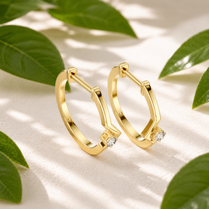 Modern <b>Huggies</b> Hoop Earring 18K Soild <b>Gold</b> Baguette VVS VS Lab Grown Diamond Hoop Earrings Fine Jewelry Wedding Gift for Women - Product Image 1
