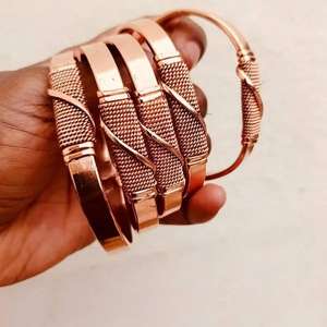 Rose Gold Plated <b>Copper</b> Alloy <b>Bangles</b> Classic Unisex Bracelets Mesh Pattern Design premium bohemian American classic design - Product Image 1