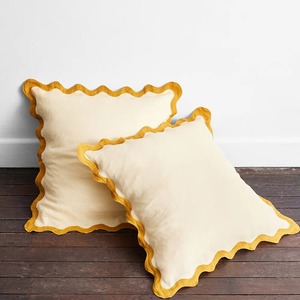Solid Color Linen Cushion Cover Square Shape Ruffle Edge Nordic Style Home <b>Decor</b> <b>Pillow</b> Case Handmade Design - Product Image 4