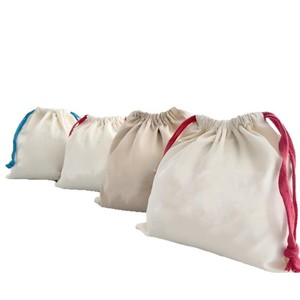 Cotton Drawstring Bags Plain Dyed Eco Friendly Woven Muslin Pouches Multiple Colors Small Size - Product Image 6