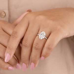 Oval Engagement <b>Ring</b> With Moissanite Band Classic Luxury <b>Statement</b> <b>Ring</b> 925 Sterling <b>Silver</b> Jewelry - Product Image 5