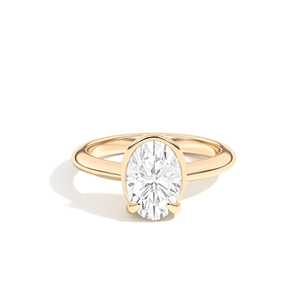 Anillo de compromiso de oro macizo de 14K y 18K con diamante ovalado de 3.5 quilates, doble filo, solitario, cultivado en laboratorio, precio de fábrica, venta al por mayor - Product Image 1