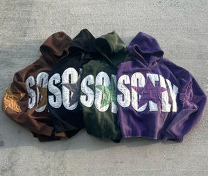 Lujosas prendas personalizadas al por mayor para hombre, talla grande, de invierno, informales, lisas, ligeras, transpirables, con bordados desgastados y parches, de gran tamaño. - Product Image 4