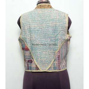 Chaleco de punto de algodón vintage para mujer, estilo indio con patchwork, multicolor, transpirable, de grosor estándar, para invierno. - Product Image 5