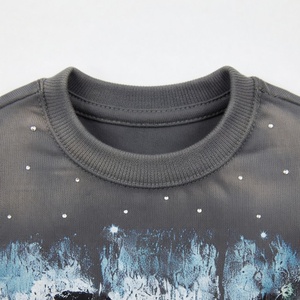 T-shirts Homme Col Rond Personnalisés en Gros, Haute Qualité, Délavés à l'Acide, 240 Grammes, Tricotés, Style Vintage Hip Hop, avec Strass Thermocollés - Product Image 3