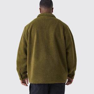 Custom Logo New Arrival Men's Casual Solid Button Polar Fleece Eco-Friendly Windproof <b>Thick</b> Loose Winter Plush <b>Cardigan</b> Jackets - Product Image 6