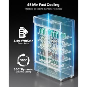 Réfrigérateur commercial vertical pour boissons de 36,27 pi³ avec 8 portes vitrées réglables, vitrine réfrigérée à 2 portes pour vins et boissons - Product Image 3