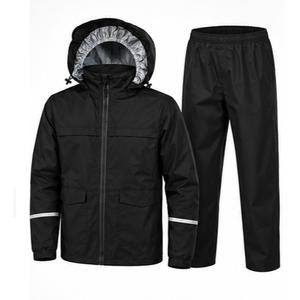 Ensemble imperméable pour homme, noir, % polyester, léger, personnalisable, veste et pantalon à manches longues, pour toutes les saisons, en plein air - Product Image 1