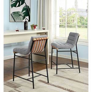 Sedia da pranzo Lahni in tessuto bouclé grigio, altezza bancone, 45 cm - Product Image 5