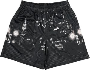 Shorts de sport pour homme, motif éclair noir, respirants, avec cordon de serrage, décontractés, imprimé géométrique, polyester - Product Image 6