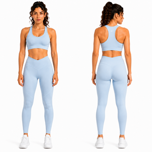 Women V Waist Yoga Set High Waist Leggings Sports Bra Fitness Gym Workout Activewear Set - Product Image 4