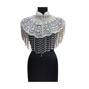Hot Sale Luxury Fancy <b>Women</b> Sequin Embellished Beaded <b>Cape</b> Dress 100% Cotton Floral Pattern Wedding Evening Wear - Product Image 1