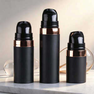 Bouteilles en plastique PP noir 5ML, 10ML, 15ML, effet soyeux givré, nouveau flacon pompe sans air portable pour produits de soin et fond de teint - Product Image 3