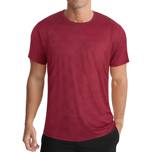 เสื้อยืดแขนสั้นคอกลมลายทางสไตล์สปอร์ตสำหรับผู้ชาย ทรงเข้ารูป แห้งเร็ว ผลิตจากผ้าโพลีเอสเตอร์ถัก สีดำ แดง เทา ลายพิมพ์ เหมาะสำหรับออกกำลังกาย - Product Image 6