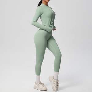 Conjunto Deportivo Personalizado para Mujer, con Hombros Descubiertos, Manga Corta, Cintura Elástica, Logotipo Frontal, Bloques de Color, Transpirable, para Verano - Product Image 3