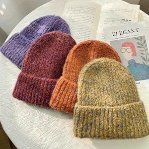 Bonnet en mohair jacquard tricoté unisexe, automne/hiver, vintage, chaud, épaissi, protège-oreilles, tendance, broderie multicolore - Product Image 1