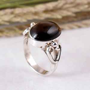 SHYAM JEWELRY 925 Sterling <b>Silver</b> Brown Smokey Quartz Oval Boho & Hippie Unisex Bezel Setting <b>Solitaire</b> <b>Ring</b> Classic Glamour - Product Image 4