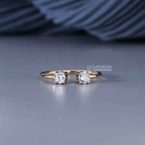 Bague en or jaune 14 carats avec moissanite taille ronde pour femme, luxe, 0,36 carat de poids total, 1,38 grammes, bijoux fins pour mariage et fiançailles - Product Image 2