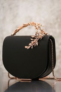 Royal Blue Velvet <b>Handbag</b> Encrusted with Oversized Emerald Crystals <b>Gold</b> Floral Motifs Modern <b>Wedding</b> Style YAW HB291 #wholesale - Product Image 2