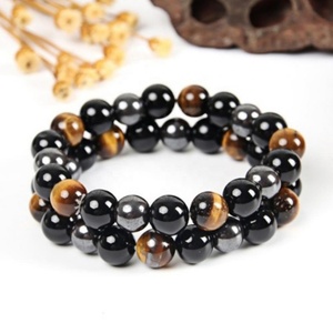 Haute qualité poli noir obsidienne hématite oeil de tigre Bracelet unisexe Feng Shui pour Chakra alignement guérison amour protecteur - Product Image 5