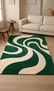 Alfombra de Lana Moderna de Lujo, Hecha a Mano, Antideslizante, con Diseño Abstracto de Olas, Pelo Medio, para Sala de Estar, Dormitorio, Comedor, Decoración del Hogar - Product Image 2