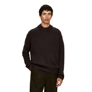 Suéter de punto de lana ajustado informal con logotipo frontal transpirable de invierno para hombre personalizado de alta calidad suéter de punto clásico Vintage para hombre - Product Image 1