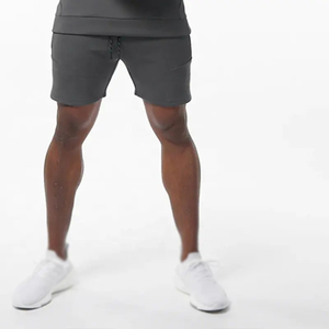 กางเกงกีฬาขาสั้นสีเทาคุณภาพสูงสำหรับผู้ชาย สวมใส่สบาย มีกระเป๋าและเชือกผูกเอว เหมาะสำหรับออกกำลังกายและสวมใส่ลำลอง - Product Image 3