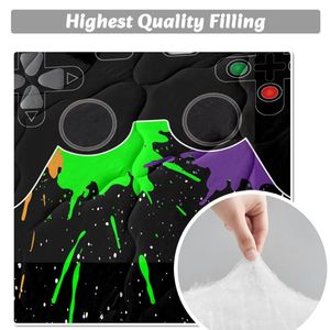 Black Video Game Controller Comforter Set with Red Blue Green Purple Yellow Ink for Boys' Bedroom or Living Room Bed Decor - Product Image 4