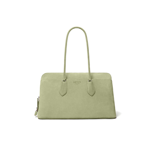 Sac à bandoulière MEYZY en daim, style minimaliste, deux poignées, fermeture éclair, couleur moutarde, utilisation toutes saisons - Product Image 3