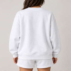 Ensemble short 2 pièces décontracté et sportif personnalisé pour femme, blanc à pois avec lettres, col rond - Product Image 2