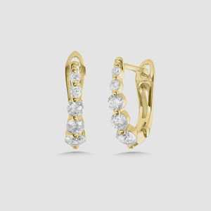 Custom 14k Solid Gold Lab Grown Diamond Hoop <b>Earring</b> 0.50ct Certified 12.5mm Solitaire Hinge Everyday Chunky Women <b>Piercing</b> - Product Image 1