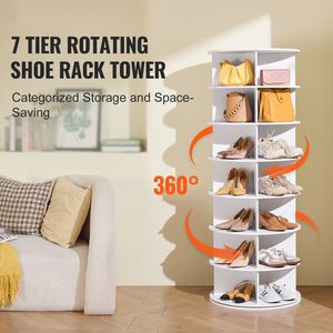 Scarpiera Girevole a 7 Livelli Laccata, Espositore per Scarpe Rotante a 360°, Carosello Girevole Portascarpe Lazy Susan - Product Image 2